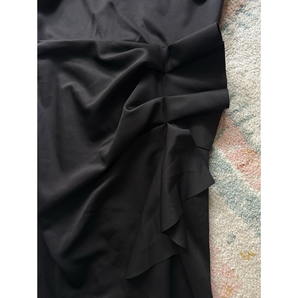 XSCAPE Mock Neck Gown Dress Size 14 Black Mermaid Cascade Ruffle Sleeveless NWT - Picture 10 of 11